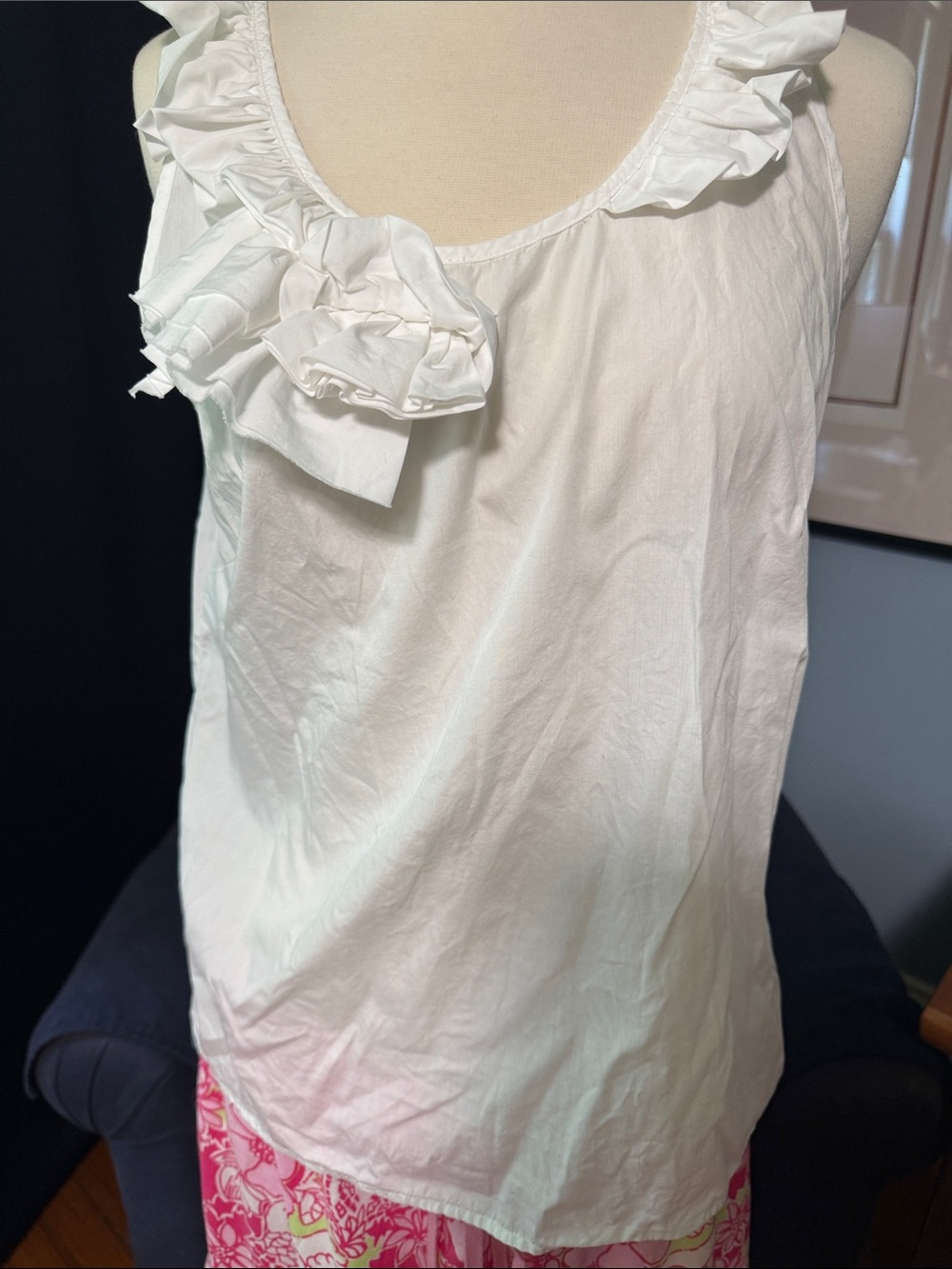J. Crew White Ruffle-Trim Sleeveless Blouse